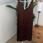 ZARA  Chocolate/Brown Satin Effect Midi‎ Dress size Small Photo 5