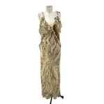 ZARA  Dress Snake Animal Print‎ Slip Midi Beige Tan Brown Ruffle Size Medium Photo 1