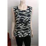 WHISTLES Silk Tank Top Medium Artsy Monochrome Abstract Minimalist Quiet Luxury Black Photo 7