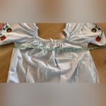 ZARA  Trafaluc Light Blue Off Shoulder Embroidered Mini Dress blue size small Photo 6