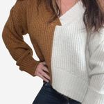 Altar'd State Knit Sweater size XS Oversized White Brown Neck Long Sleeve Photo 0