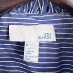 14th & Union  Striped Button Front Embroidered Floral Shirt‎ Size Medium Photo 5