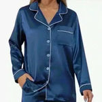 Yimanie Women’s Long Sleeve Sleepwear Soft Button Down‎ Pajamas Top Size L. Blue Size L Photo 0