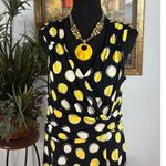 Scarlett  Dress Women's Size 12 Black Yellow White Polka Dot Sleeveless Midi Photo 1