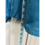 Laura Scott Turquoise Chiffon Pleated Long Sleeve Button Up Blouse Size Large Photo 2