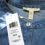 Eileen Fisher NWT Mandarin Collar Shirtdress Blue Organic Cotton Drapey Denim M Photo 2