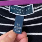 Karen Scott  Woman Navy Striped Short Sleeve Knit Pullover Sweater Top ~ Size 3X Photo 2