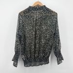 Molly Bracken Floral Sheer Blouse Smocked Ruffle Neck Long Sleeve Size Small Photo 5