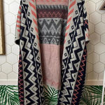 Marine layer  Red Aztec Southwestern Open Front Cardigan Sweater - Size - O/S Photo 0
