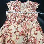 Tommy Hilfiger  Pink and Cream Paisley Midi Dress size L with tie waist Photo 7
