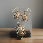 None Sterling Silver 925 Turtle Earrings and Abalone Turtle pendant Photo 4