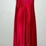 Victoria's Secret Vintage Victoria’s Secret Y2k Silky Slit Red Maxi Slip Dress Rosette Lace Medium Photo 0