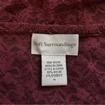 Soft Surroundings  Sheer Floral Lace Maroon Scoop Neck Long Sleeve Blouse Medium Photo 3