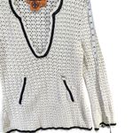 Tory Burch  Crochet Sweater Women M Ivory Open Knit Boho Cottagecore Cozy Classic Photo 10