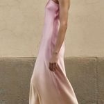 ZARA  midi dress maxi tie dye pink beige satin strapless wedding shower date Photo 2