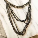 Guess Chain Necklace Gunmetal Multilayer Chain Link Edgy Statement Goth Metal Photo 1