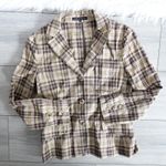 Theory Vintage Plaid Cotton Triple Button Blazer Clueless 90s Y2K Made in USA Photo 2