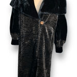 Vintage Black Brown Faux Fur Zebra Print Long Coat Oversized Collar Small Warm Photo 0