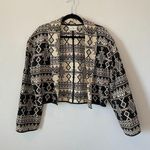 Black White Tapestry Southwestern Aztec Tribal Jacket Size Large Vintage 90's Size M Photo 0