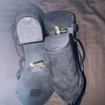 Nicole Miller  women’s Black High heels‎ Faux Suede strap high Heels size 10 MWOB Photo 4