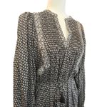 Old Navy  Black White Floral Print Long Sleeve Tassel Tie Waist Dress Photo 1