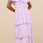 Lulus NWT  Always Remarkable Lavender Pleated Off-the-Shoulder Maxi Dress Sz XL Photo 0