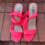 Trary Size 8 Pink Lace Up Gladiator Three Inch Block Heels Photo 7