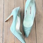 Manolo Blahnik  Brocade Fabric Pointed Toe Pumps in Green Silver Photo 1
