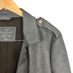 Love for Humanity Couture Black Label Faux Suede Gray Belted Trench Coat Sz XL Photo 2