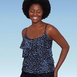 MiracleSuit  Dreamsuit Slimming Control Tiered Tankini Top Blue Leopard- Size 10 Photo 3