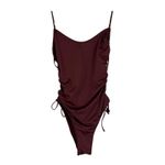 ZARA One Piece Swimsuit Womens S Brown Cut Out Open Side Tie Minimalist Earthy Photo 1