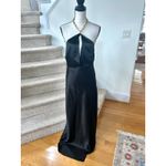 Nicholas Black Satin Gold Chain Link Halter Maxi Slip Dress Size 12 Photo 1