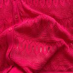 Talbots PL Hot Pink V-Neck Lace-Front Short-Sleeve Cardigan Photo 2