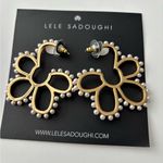 Lele Sadoughi  Gold Floral Earrings with Pearl Accents Photo 5