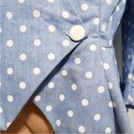 Vintage 80s Ultra Dress Polka Dots Blouse Elegant Top Blazer Baby Blue Pastel 14 Photo 4