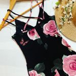 Almost Famous Juniors' Floral-Print Faux-Wrap Dress, Black/Pink (SM)E108 Photo 6