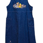 Disney Vintage The  Store Denim Strappy Maxi Dress Embroidered Winnie the Pooh L Photo 0