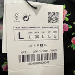 ZARA  Floral Maxi Slit Belted Skirt Black Pink Size Large Photo 6