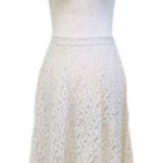 Grace Elements Ivory Cream Lace Midi Skirt A-Line Fit & Flare Size Small New Photo 0
