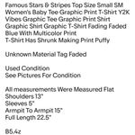 Famous Stars & Straps Top Size Small Women's Baby Tee Graphic Print T-Shirt Blue Photo 1