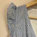 Loft  Wrap Midi Dress L Blue Eyelet 100% Cotton Ruffle Sleeves Summer Sundress Photo 8