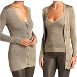 L'Agence Millie V-Neck Cardigan Button Down Ribbed Knit in Tan Women's S Photo 10