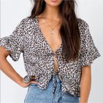 Princess Polly Arman Animal Print Cropped Tie Top Ruffle Hem Size 6 Photo 1