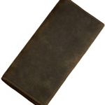 Men's RFID Vintage Look Genuine Leather Long Bifold Wallet Checkbook Wallets for Men Photo 0