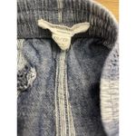 Beach Lunch Lounge Striped Cropped Wide Leg Linen Pants XS Blue White Pull-On Photo 2