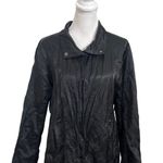 Eileen Fisher Rumpled Trench Coat Women’s Size Small Black Cotton Nylon Metallic Photo 2