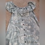 Mudd Blue Floral Off-the-Shoulder Flowy Mini Summer Dress Photo 3