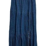 Vintage Crazy Cowgirl Tiered Maxi Skirt Concho Button Front Elastic Waist Sz Sm Blue Photo 0