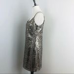 Sabine Metallic Gold Mosaic Sequin Mini Party Dress Medium NEW Spaghetti Straps Black Photo 4