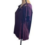 Mudd Purple Cut Out Cold Shoulder Short Sleeve T-Shirt with Embroidered Accents Photo 4